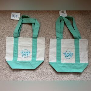 Trader Joes Mini Pastel Mint Canvas Tote Bag (2)